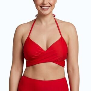 Aerie Wrap Halter Bikini Top Chilly Red Stretch Swimwear Women XS NWT